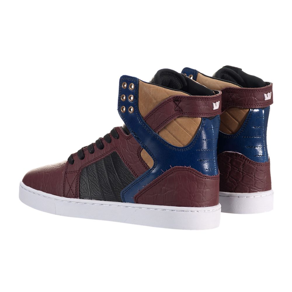 Baskets Montantes Supra SkyTop LX Bordeaux Bleu Marine Burgundy/Navy-White Homme | CKF-52476616